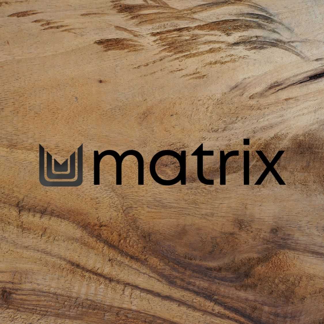 Matrix logo on a textured wooden background.